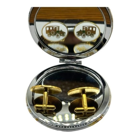 Avon Antique Woody Wagon Cuff Links - Signed Cuff Links - Vintage 1960 - 70s - Picture 4 of 10